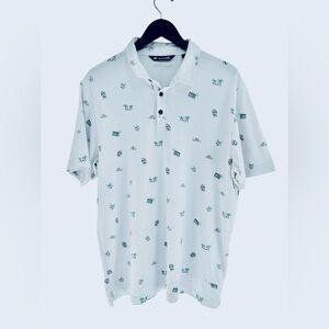 Travis Mathew Golf Polo Beach Theme White with Green Size XL